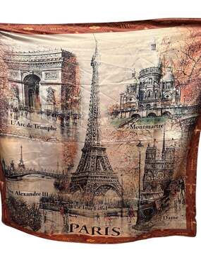 Dessapt Editions Paris Landmarks Satin Scarf 90cm x 90cm